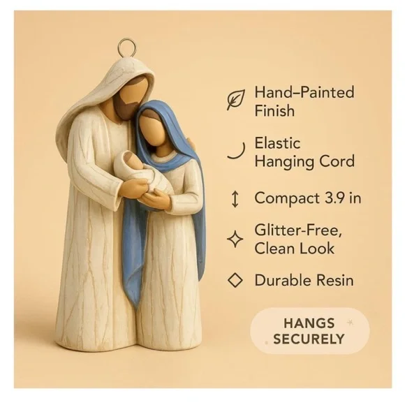 🌹🆕 Hand Painted Holy Family Nativity Religious Ornament - Picture 5 of 6